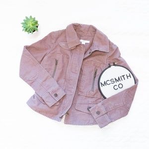 LOFT | Brown Utility Zipper Pocket Moto Jacket